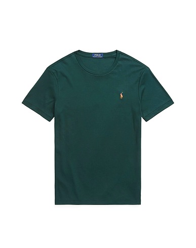 POLO RALPH LAUREN Basic T-shirt Custom Slim Fit Soft-Touch Tee
 Dark green 100% Cotton