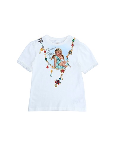 DOLCE&GABBANA T-shirt Ivory 100% Cotton, Crystal, Polyamide