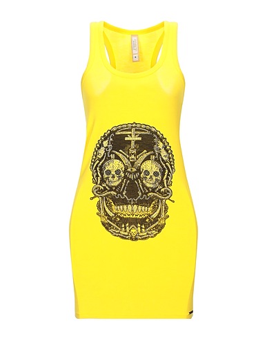 MET JEANS Vestito corto Giallo 94% Viscosa, 6% Elastan