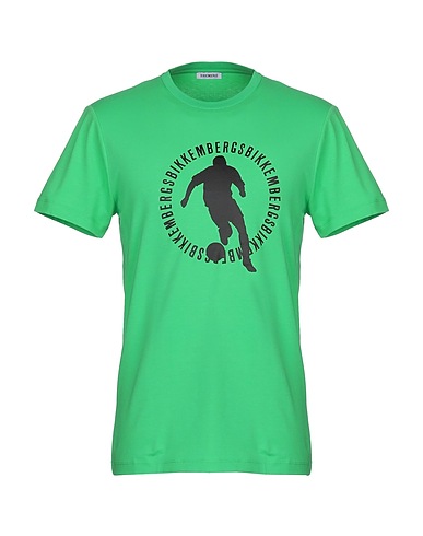 BIKKEMBERGS T-shirt Light green 95% Cotton, 5% Elastane