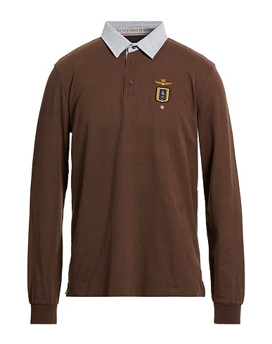 AERONAUTICA MILITARE Poloshirt Dunkelbraun 100% Baumwolle