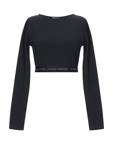 CHIARA FERRAGNI Hooded sweatshirt Black 94% Cotton, 6% Elastane