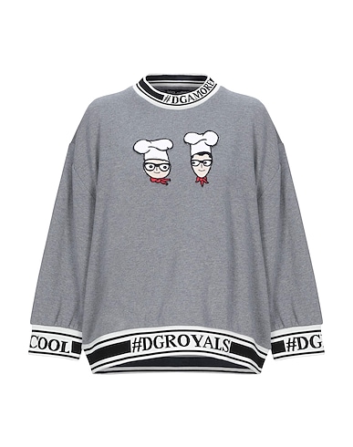 DOLCE&GABBANA Felpa Grigio 100% Cotone, Lana, Acrilico, Viscosa, Poliestere