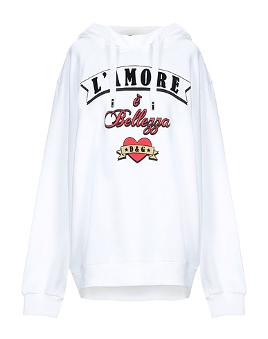 DOLCE&GABBANA Hooded track jacket  White 100% Cotton, Elastane