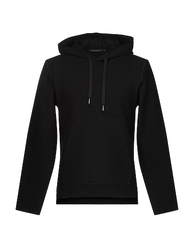 BRIAN DALES Hooded track jacket  Black 100% Wool