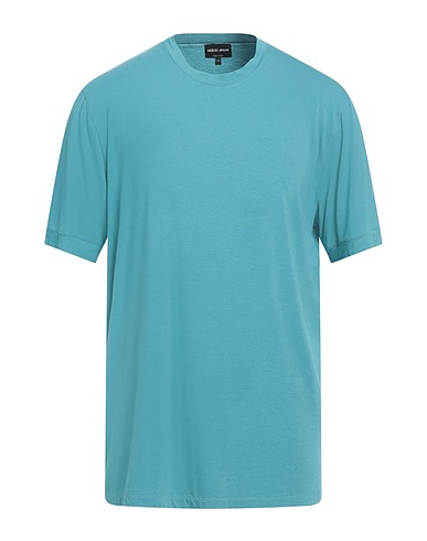 GIORGIO ARMANI Basic T-Shirt Emerald green 90% Viscose, 10% Elastane