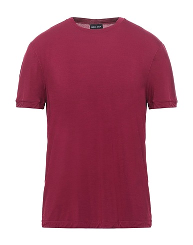 GIORGIO ARMANI Basic T-Shirt Brick red 90% Viscose, 10% Elastane