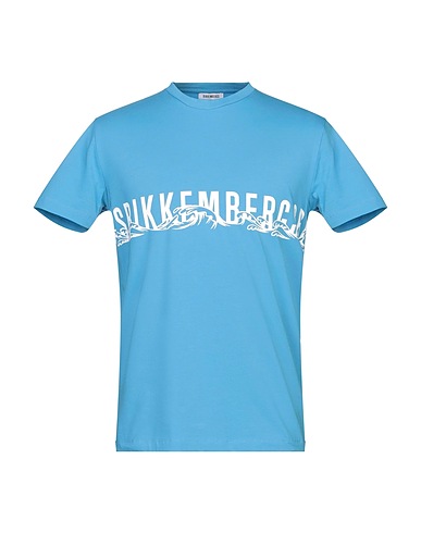 BIKKEMBERGS T-shirt Sky blue 95% Cotton, 5% Elastane