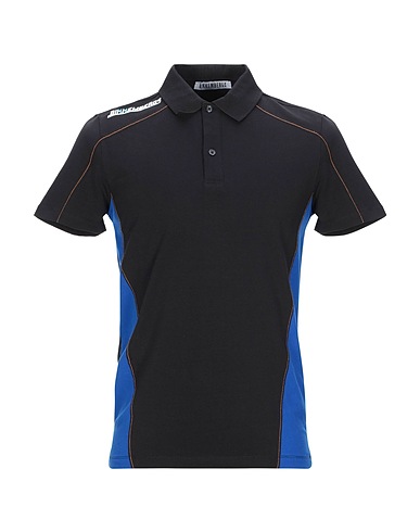 BIKKEMBERGS Polo shirt Black 92% Cotton, 8% Elastane