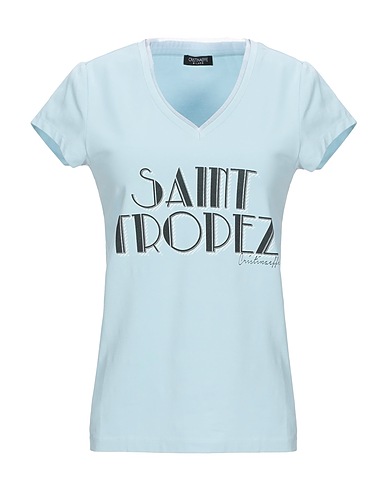 CRISTINAEFFE T-shirt Sky blue 92% Cotton, 8% Elastane