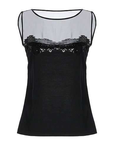 ALBERTA FERRETTI Top Black 100% Virgin Wool, Silk