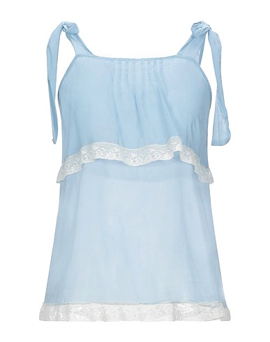 SEMICOUTURE Top Celeste 69% Cotone, 31% Seta
