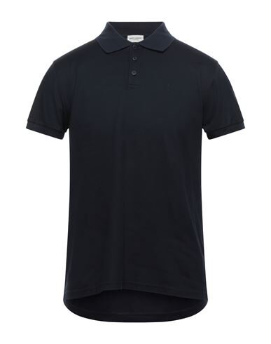 Saint Laurent Embroidered Monogram Polo Shirt In Dark Blue