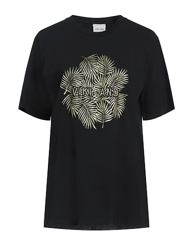 VIKI-AND T-shirt Nero 100% Cotone