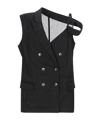 PINKO Waistcoat Black 59% Linen, 38% Viscose, 3% Elastane, Polyester