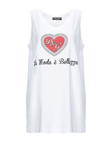 DOLCE & GABBANA DOLCE & GABBANA WOMAN TANK TOP WHITE SIZE 0 COTTON, CRYSTAL,12401681DS 1