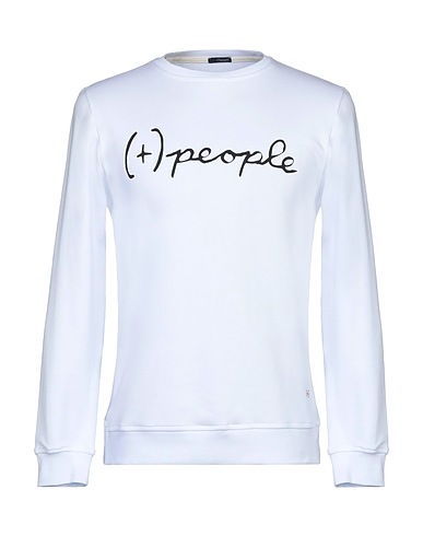 (+) PEOPLE Felpa Bianco 100% Cotone