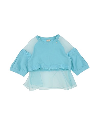 ELISABETTA FRANCHI Sweatshirt Sky blue 95% Cotton, 5% Elastane, Polyester