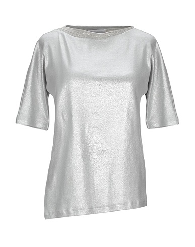 FABIANA FILIPPI T-shirt Silver 94% Cotton, 6% Elastane, Polyamide, Ecobrass