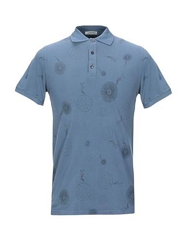 ALPHA STUDIO Polo shirt Slate blue 100% Cotton