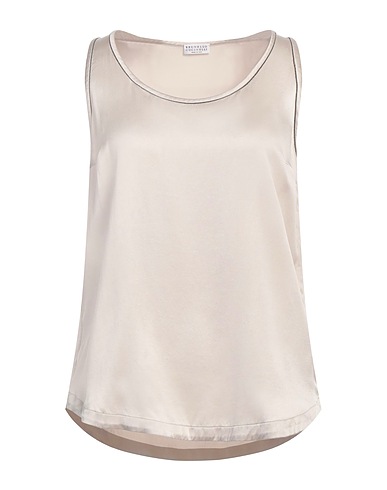BRUNELLO CUCINELLI Top Beige 96% Silk, 4% Elastane, Brass