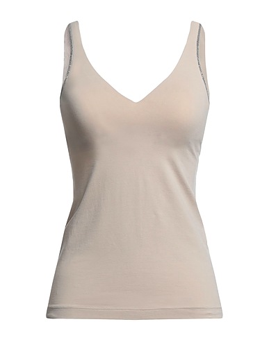 BRUNELLO CUCINELLI Vest Beige 93% Cotton, 7% Elastane, Brass