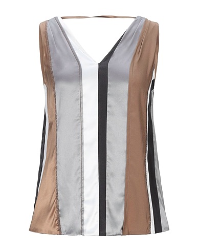 BRUNELLO CUCINELLI Top Grey 96% Silk, 4% Elastane, Brass