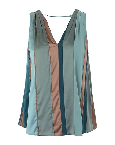 BRUNELLO CUCINELLI Top Verde chiaro 96% Seta, 4% Elastan, Ottone