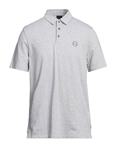 ARMANI EXCHANGE Polo shirt Light grey 96% Cotton, 4% Elastane, Polyester