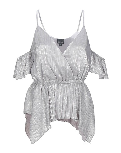 JUST CAVALLI Off-the-shoulder top Light grey 100% Polyester