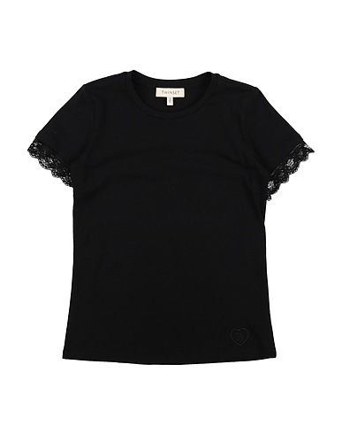 TWINSET T-shirt Black 95% Cotton, 5% Elastane, Polyester, Polyamide