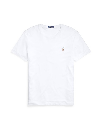 POLO RALPH LAUREN Basic T-Shirt CUSTOM SLIM FIT INTERLOCK TEE White 100% Cotton
