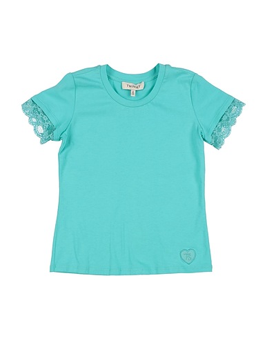 TWINSET T-shirt Turquoise 95% Cotton, 5% Elastane, Polyester, Polyamide