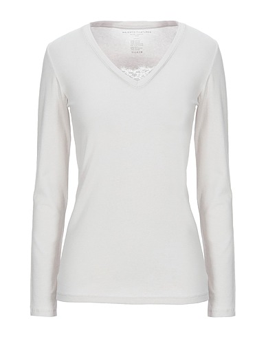MAJESTIC FILATURES T-shirt Light grey 48% Cotton, 34% Modal, 14% Cashmere, 4% Elastane