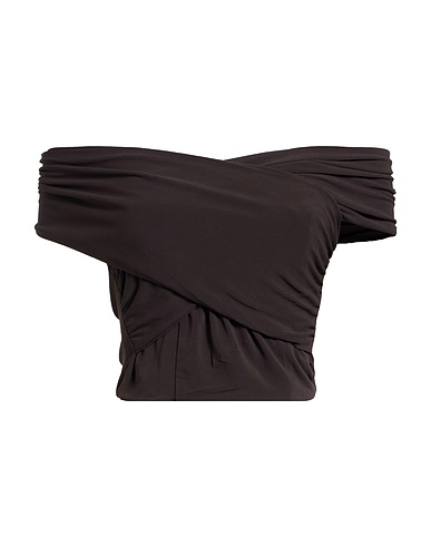 MEM.JS Off-the-shoulder top Chocolate brown 76% Acetate, 19% Nylon, 5% Elastane