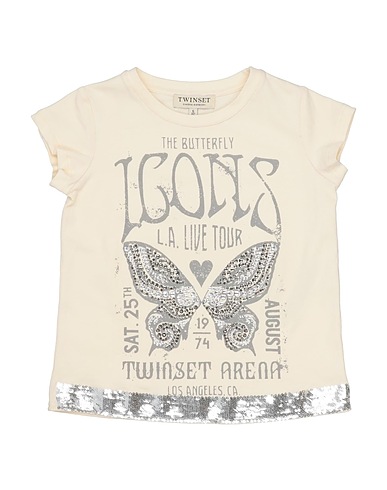 TWINSET T-shirt Ivory 95% Cotton, 5% Elastane, Polyamide