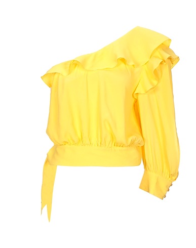 ELISABETTA FRANCHI One-shoulder top Yellow 100% Viscose, Polyester