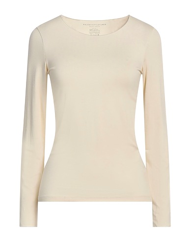 MAJESTIC FILATURES Basic T-Shirt Beige 94% Viscose, 6% Elastane