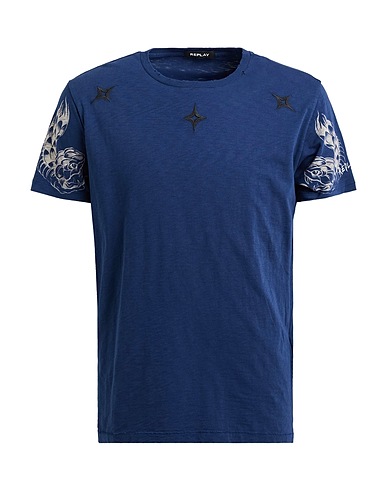 REPLAY T-shirt Blu navy 100% Cotone