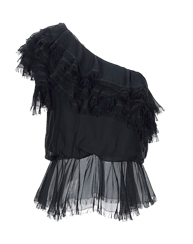 JOHANNA ORTIZ One-shoulder top Black 100% Silk