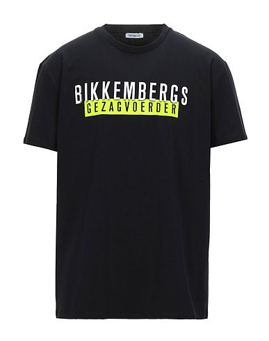 BIKKEMBERGS Camiseta Negro 92% Algodón, 8% Elastán