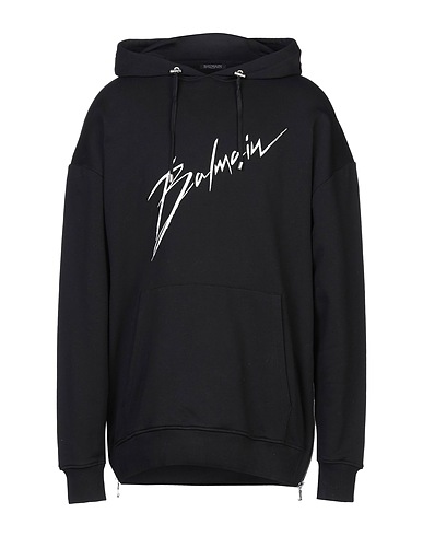 BALMAIN Hooded sweatshirt Black 100% Cotton, Elastane