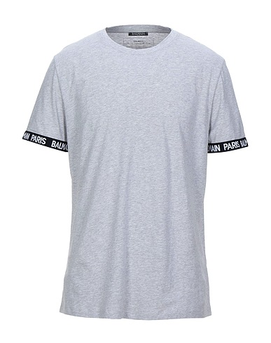 BALMAIN T-shirt Grey 100% Cotton, Polyamide, Polyester, Elastane