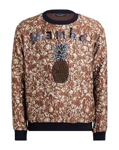 Shop Dolce & Gabbana Man Sweatshirt Khaki Size 44 Polyester, Silk, Polyamide, Lurex In Beige