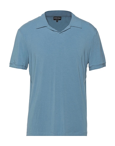 GIORGIO ARMANI Polo shirt Sky blue 90% Viscose, 10% Elastane