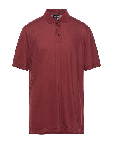GIORGIO ARMANI Polo shirt Brick red 100% Virgin Wool, Wool
