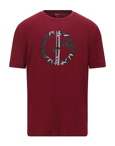 GIORGIO ARMANI Basic T-shirt Burgundy 90% Viscose, 10% Elastane