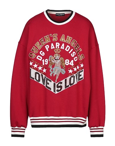 DOLCE&GABBANA Sweatshirt Red 80% Cotton, 20% Polyester, Glass, Brass, Silk