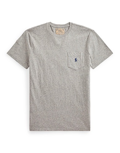 POLO RALPH LAUREN Basic T-shirt CUSTOM SLIM FIT POCKET T-SHIRT
 Grey 100% Cotton