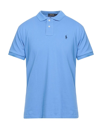 POLO RALPH LAUREN Polo shirt SLIM FIT MESH POLO SHIRT
 Pastel blue 100% Cotton